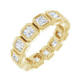 Sapphire Row Natural Diamond Asscher Station Band - 14K Yellow Gold, 3 × 3 mm, 5