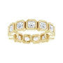 Sapphire Row Natural Diamond Asscher Station Band - 14K Yellow Gold, 3 × 3 mm, 5 (view 3)
