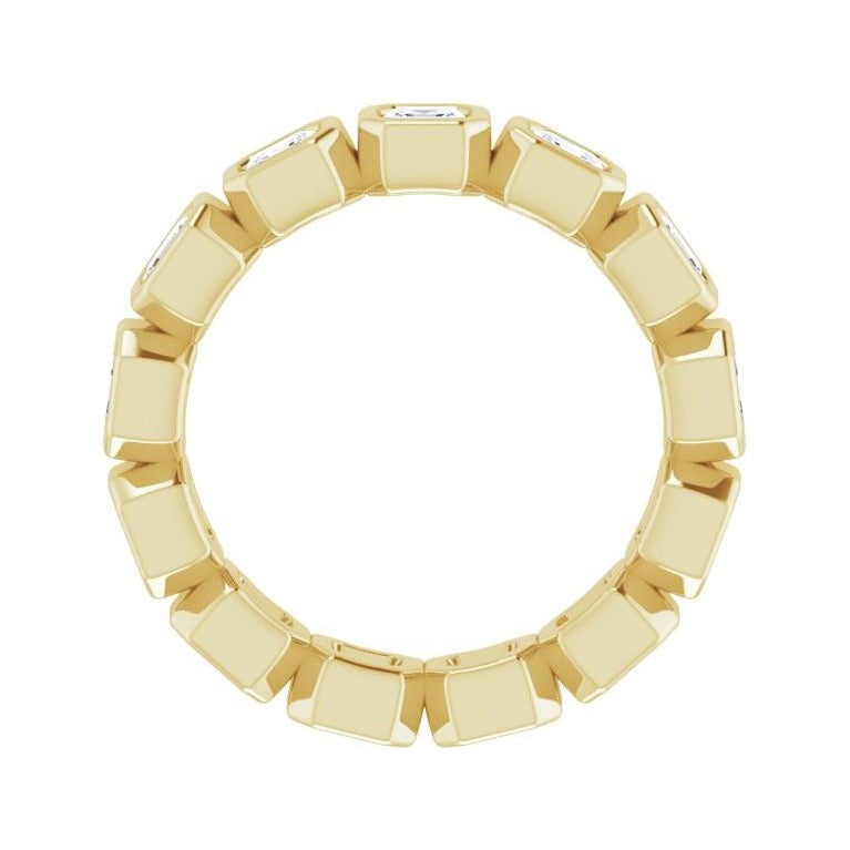 Sapphire Row Natural Diamond Asscher Station Band - 14K Yellow Gold, 3 × 3 mm, 6 (view 2)