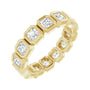 Sapphire Row Natural Diamond Asscher Station Band - 14K Yellow Gold, 3 × 3 mm, 7