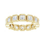 Sapphire Row Natural Diamond Asscher Station Band - 14K Yellow Gold, 3 × 3 mm, 7 (view 3)
