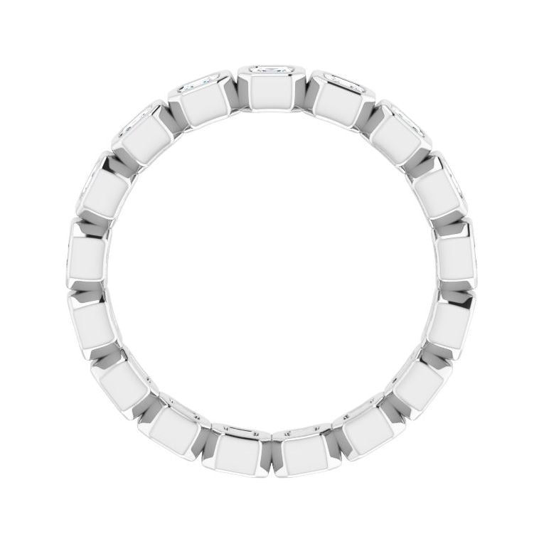 Sapphire Row Natural Diamond Asscher Station Band - 14K White Gold, 2 × 2 mm, 5 (view 2)