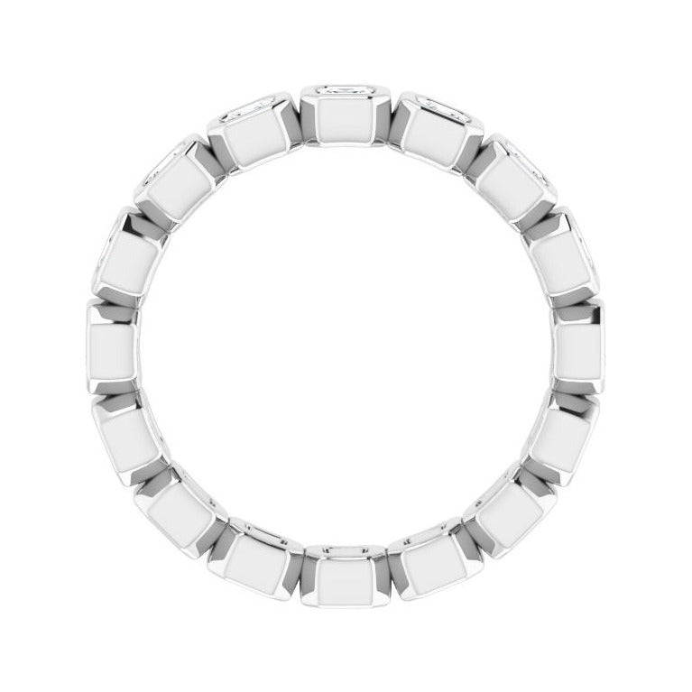 Sapphire Row Natural Diamond Asscher Station Band - 14K White Gold, 2 × 2 mm, 7 (view 2)