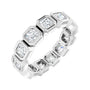 Sapphire Row Natural Diamond Asscher Station Band - 14K White Gold, 3 × 3 mm, 5