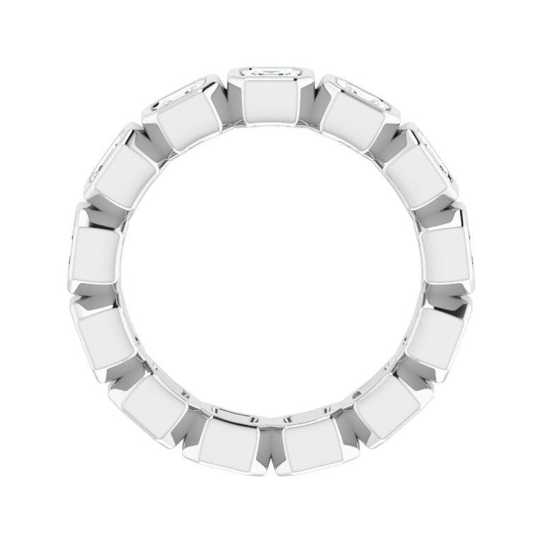 Sapphire Row Natural Diamond Asscher Station Band - 14K White Gold, 3 × 3 mm, 5 (view 2)