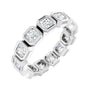 Sapphire Row Natural Diamond Asscher Station Band - 14K White Gold, 3 × 3 mm, 6