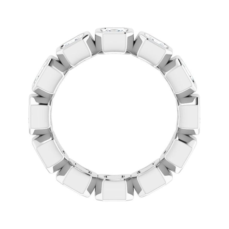 Sapphire Row Natural Diamond Asscher Station Band - 14K White Gold, 3 × 3 mm, 7 (view 2)