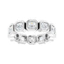 Sapphire Row Natural Diamond Asscher Station Band - 14K White Gold, 3 × 3 mm, 7 (view 3)