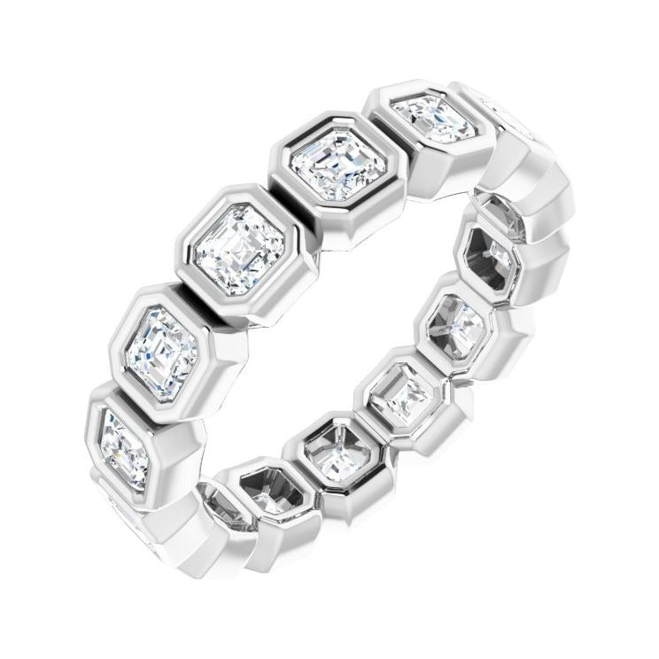 Sapphire Row Natural Diamond Asscher Station Band - Platinum, 2.5 × 2.5 mm, 7
