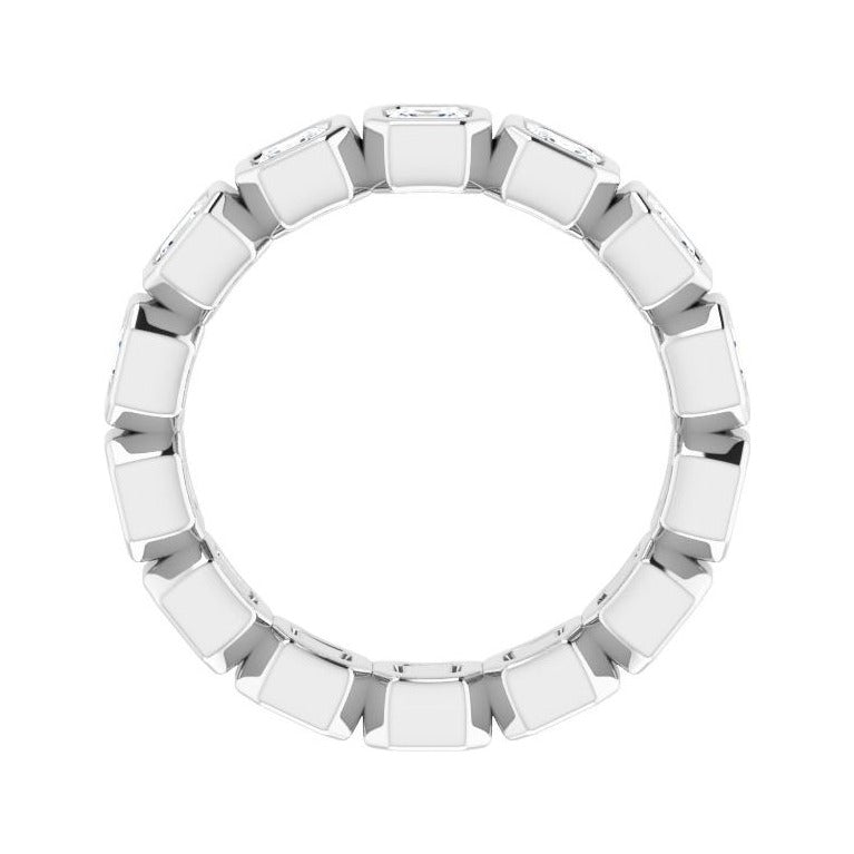 Sapphire Row Natural Diamond Asscher Station Band - Platinum, 2.5 × 2.5 mm, 7 (view 2)