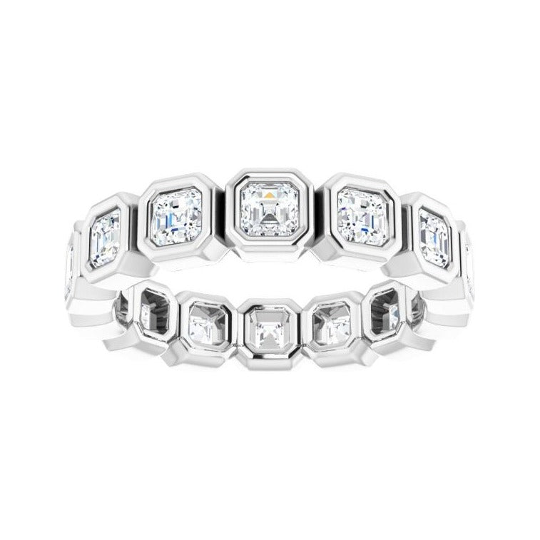 Sapphire Row Natural Diamond Asscher Station Band - Platinum, 2.5 × 2.5 mm, 7 (view 3)