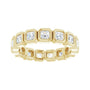 Sapphire Row Natural Diamond Asscher Station Band - 14K Yellow Gold, 2.5 × 2.5 mm, 5 (view 3)