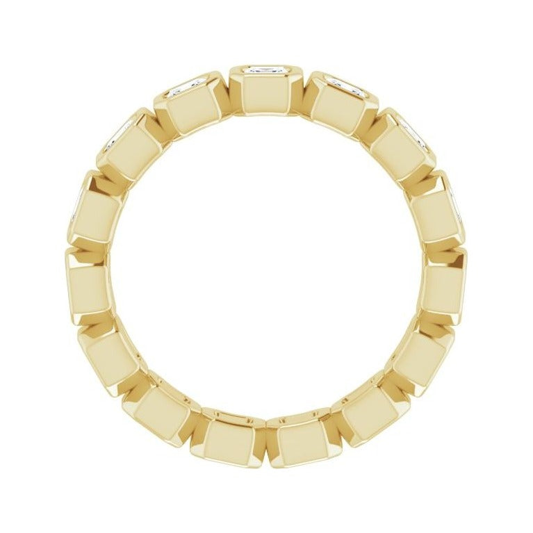 Sapphire Row Natural Diamond Asscher Station Band - 14K Yellow Gold, 2.5 × 2.5 mm, 6 (view 2)