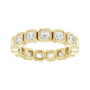 Sapphire Row Natural Diamond Asscher Station Band - 14K Yellow Gold, 2.5 × 2.5 mm, 6 (view 3)