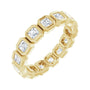 Sapphire Row Natural Diamond Asscher Station Band - 14K Yellow Gold, 2.5 × 2.5 mm, 7