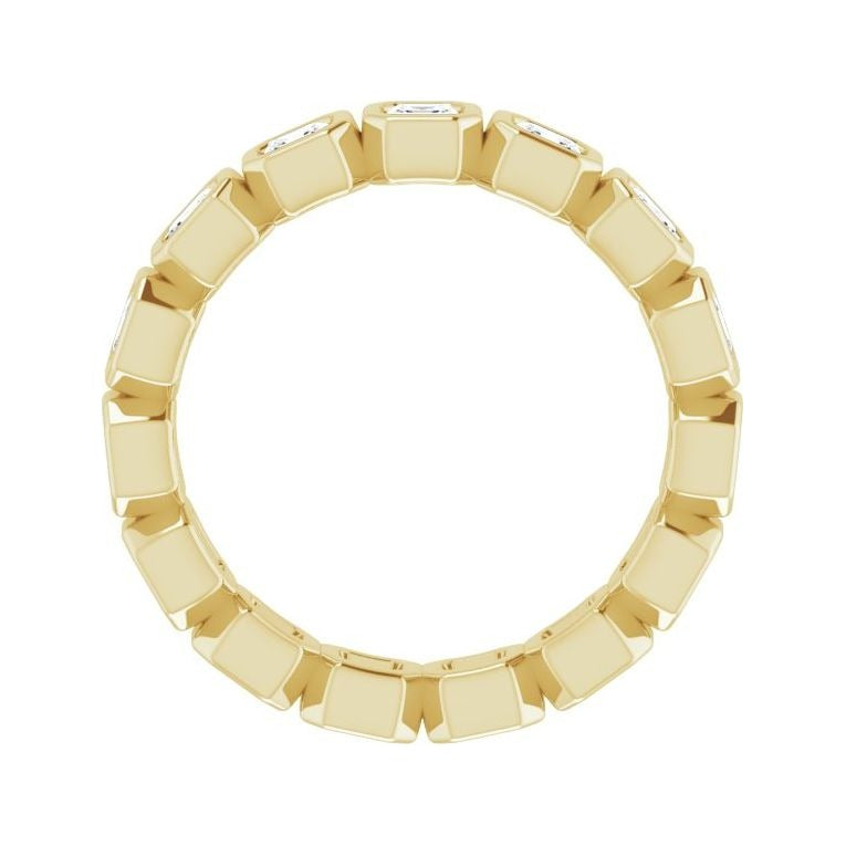 Sapphire Row Natural Diamond Asscher Station Band - 14K Yellow Gold, 2.5 × 2.5 mm, 7 (view 2)