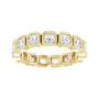 Sapphire Row Natural Diamond Asscher Station Band - 14K Yellow Gold, 2.5 × 2.5 mm, 7 (view 3)