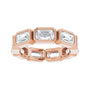 Sapphire Row Natural Diamond Emerald-Cut Station Band - 10K Rose Gold, 4 (view 3)