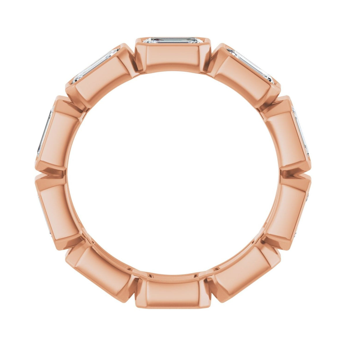 Sapphire Row Natural Diamond Emerald-Cut Station Band - 10K Rose Gold, 7 (view 2)