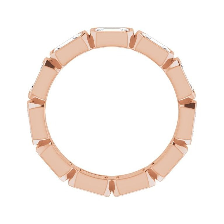 Sapphire Row Natural Diamond Emerald-Cut Station Band - 10K Rose Gold, 9 (view 2)