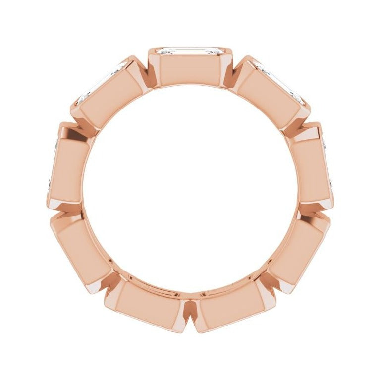 Sapphire Row Natural Diamond Emerald-Cut Station Band - 14K Rose Gold, 5 (view 2)