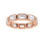 Sapphire Row Natural Diamond Emerald-Cut Station Band - 14K Rose Gold, 7 (view 3)