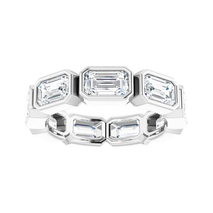 Sapphire Row Natural Diamond Emerald-Cut Station Band - 10K White Gold, 4.25 (view 3)