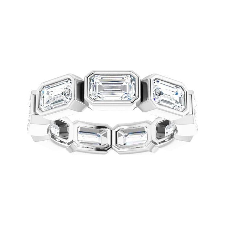 Sapphire Row Natural Diamond Emerald-Cut Station Band - 10K White Gold, 4.75 (view 3)