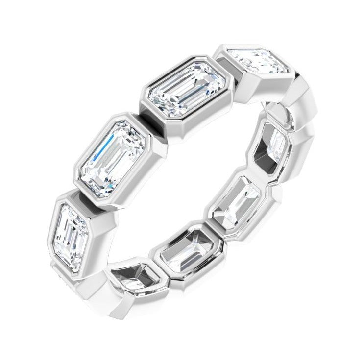 Sapphire Row Natural Diamond Emerald-Cut Station Band - 10K White Gold, 7.75