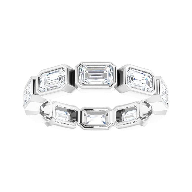 Sapphire Row Natural Diamond Emerald-Cut Station Band - 10K White Gold, 7.75 (view 3)