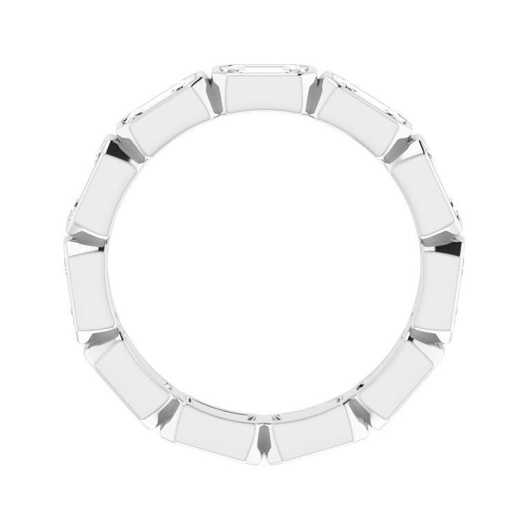Sapphire Row Natural Diamond Emerald-Cut Station Band - 10K White Gold, 8.25 (view 2)