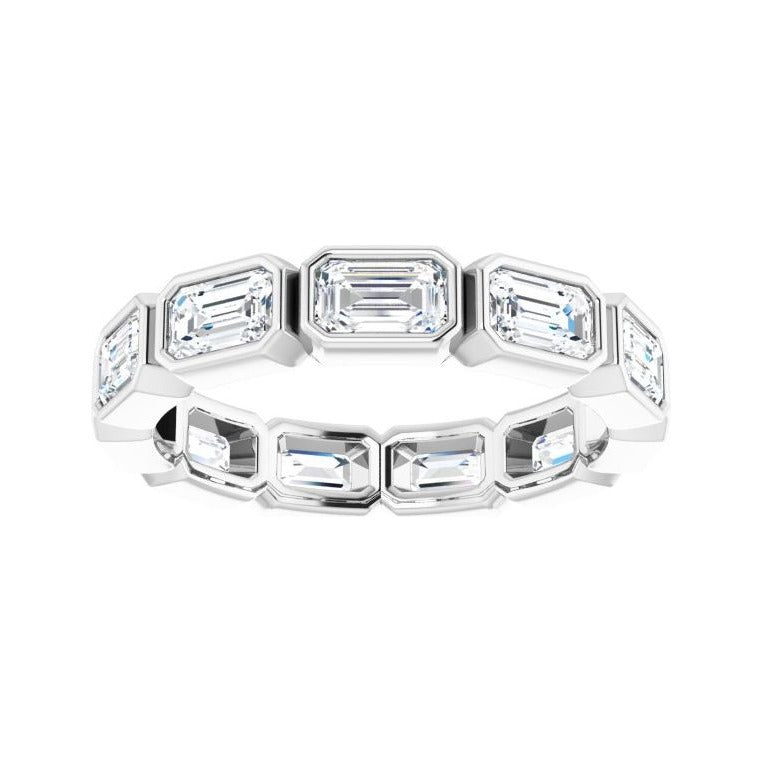 Sapphire Row Natural Diamond Emerald-Cut Station Band - 10K White Gold, 8.75 (view 3)