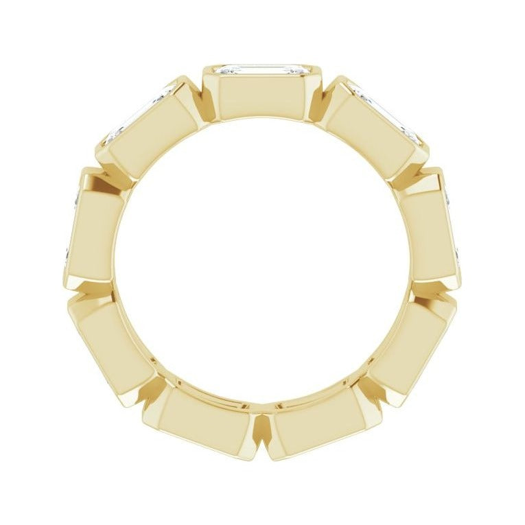 Sapphire Row Natural Diamond Emerald-Cut Station Band - 10K Yellow Gold, 4.5 (view 2)