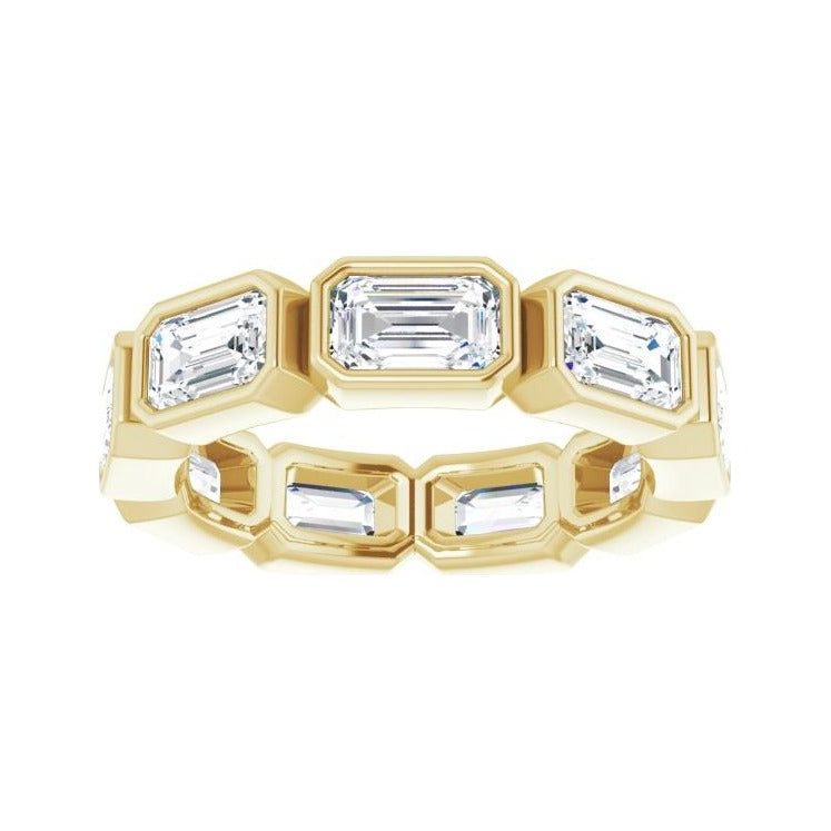 Sapphire Row Natural Diamond Emerald-Cut Station Band - 10K Yellow Gold, 4.5 (view 3)