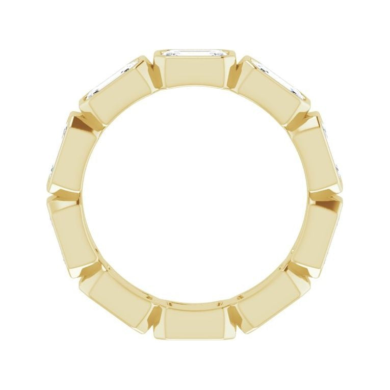Sapphire Row Natural Diamond Emerald-Cut Station Band - 10K Yellow Gold, 6.5 (view 2)
