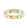 Sapphire Row Natural Diamond Emerald-Cut Station Band - 10K Yellow Gold, 6.5 (view 3)