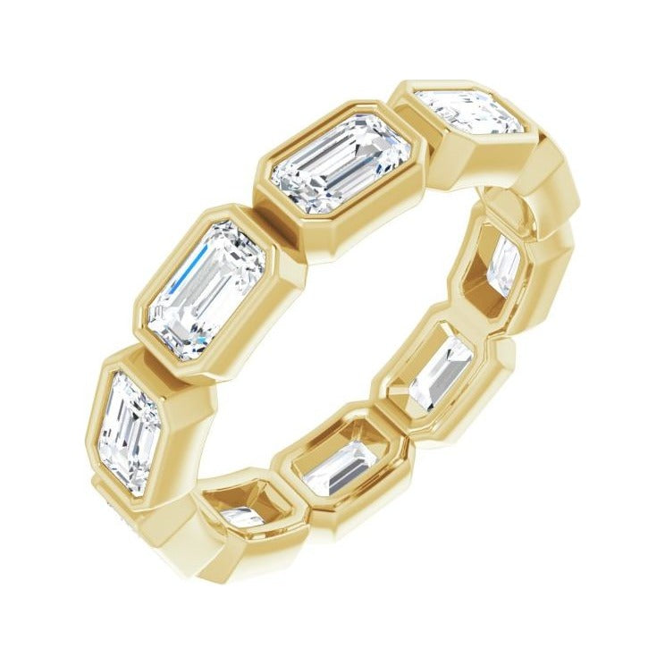 Sapphire Row Natural Diamond Emerald-Cut Station Band - 10K Yellow Gold, 7.5