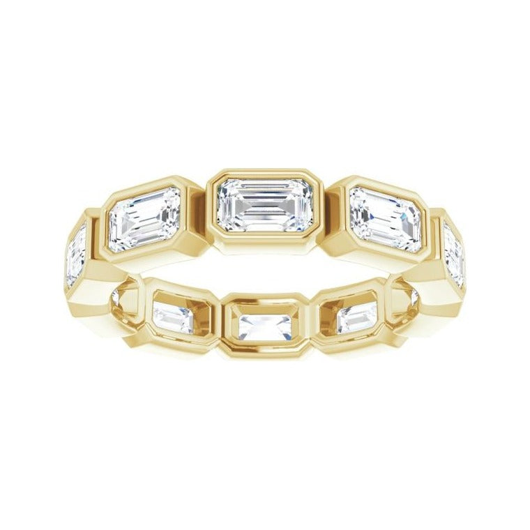 Sapphire Row Natural Diamond Emerald-Cut Station Band - 10K Yellow Gold, 7.5 (view 3)
