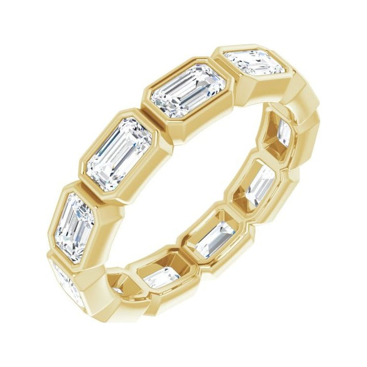 Sapphire Row Natural Diamond Emerald-Cut Station Band - 10K Yellow Gold, 8.5