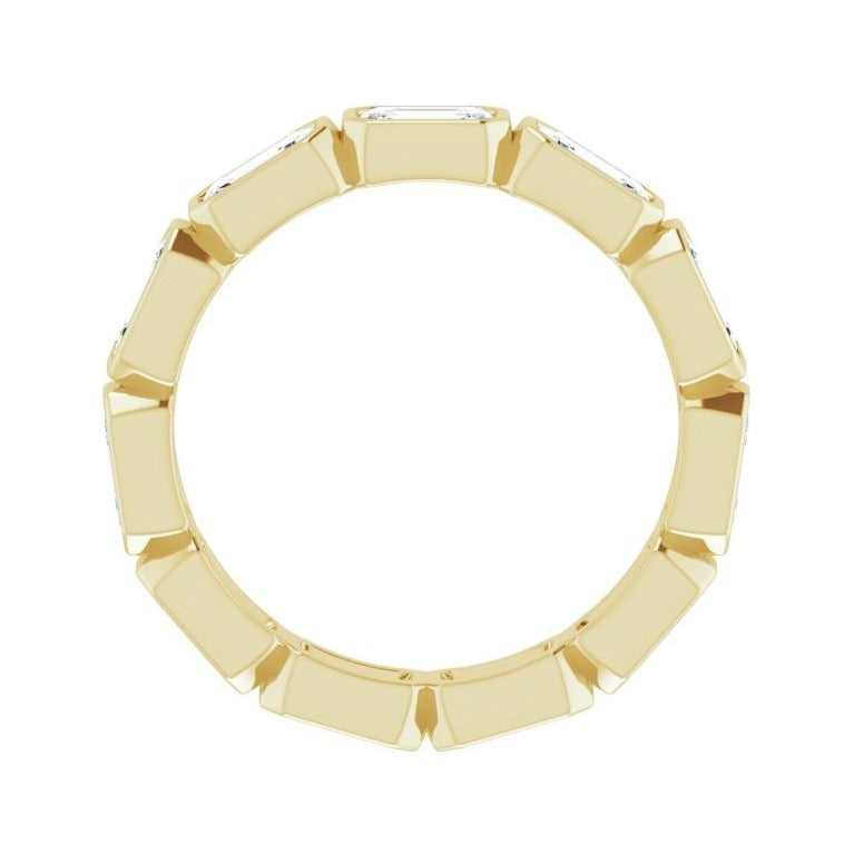 Sapphire Row Natural Diamond Emerald-Cut Station Band - 10K Yellow Gold, 8.5 (view 2)