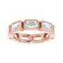 Sapphire Row Natural Diamond Emerald-Cut Station Band - 10K Rose Gold, 4.5 (view 3)