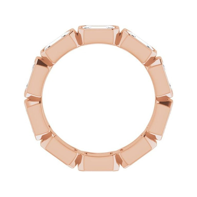 Sapphire Row Natural Diamond Emerald-Cut Station Band - 10K Rose Gold, 6.5 (view 2)