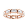 Sapphire Row Natural Diamond Emerald-Cut Station Band - 10K Rose Gold, 6.5 (view 3)