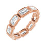 Sapphire Row Natural Diamond Emerald-Cut Station Band - 10K Rose Gold, 7.5