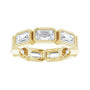 Sapphire Row Natural Diamond Emerald-Cut Station Band - 10K Yellow Gold, 4 (view 3)