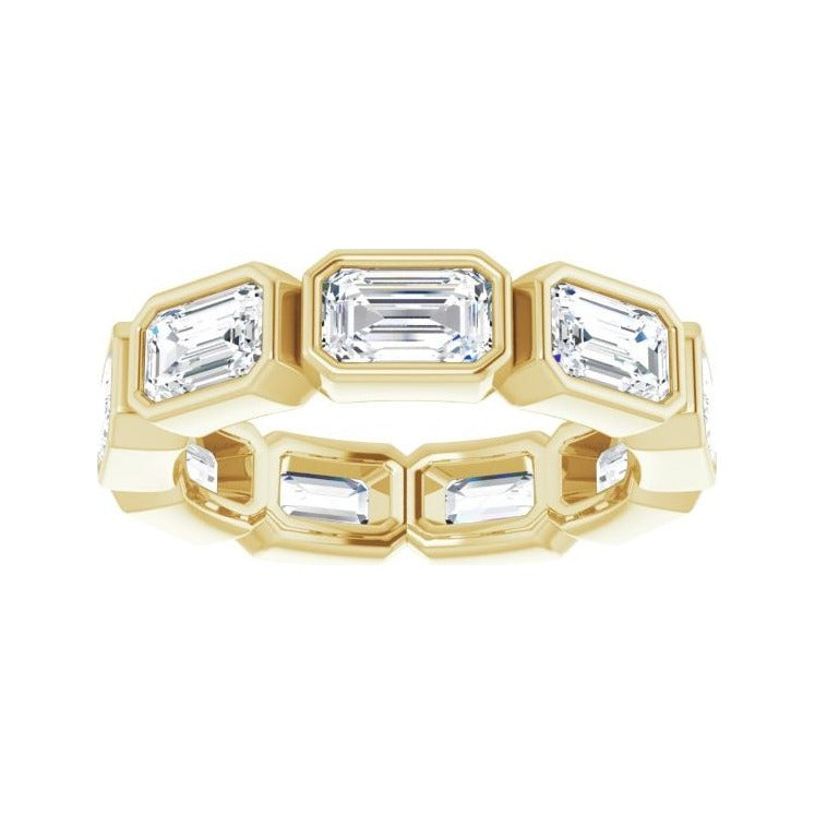 Sapphire Row Natural Diamond Emerald-Cut Station Band - 10K Yellow Gold, 4 (view 3)