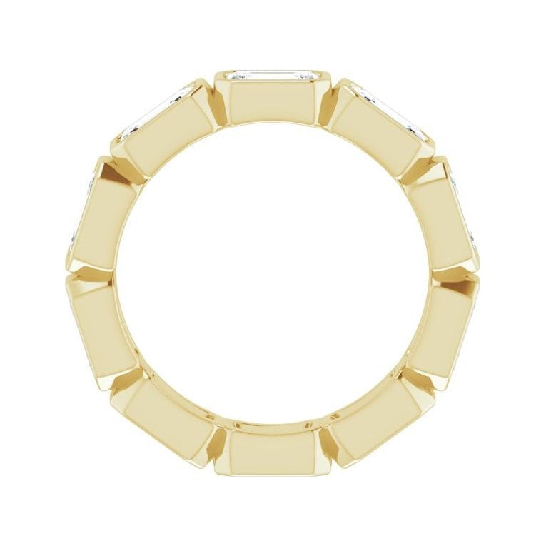 Sapphire Row Natural Diamond Emerald-Cut Station Band - 10K Yellow Gold, 6 (view 2)