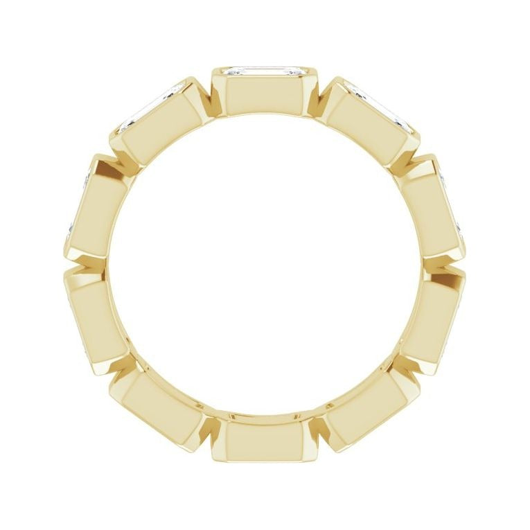 Sapphire Row Natural Diamond Emerald-Cut Station Band - 10K Yellow Gold, 8 (view 2)