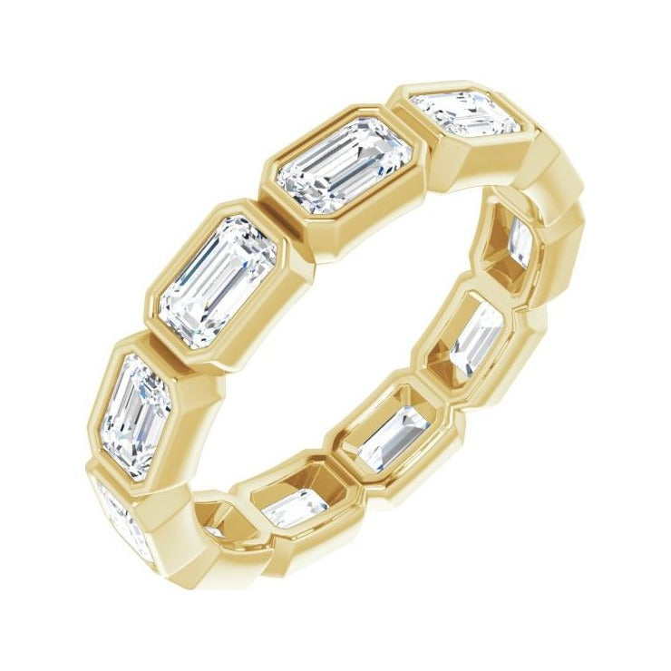 Sapphire Row Natural Diamond Emerald-Cut Station Band - 10K Yellow Gold, 9