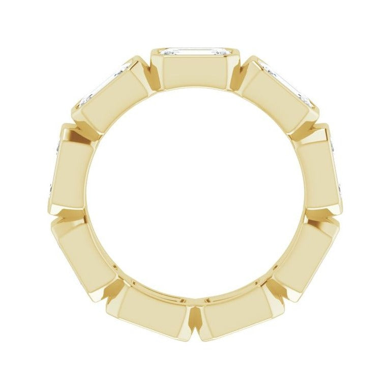 Sapphire Row Natural Diamond Emerald-Cut Station Band - 10K Yellow Gold, 4.25 (view 2)